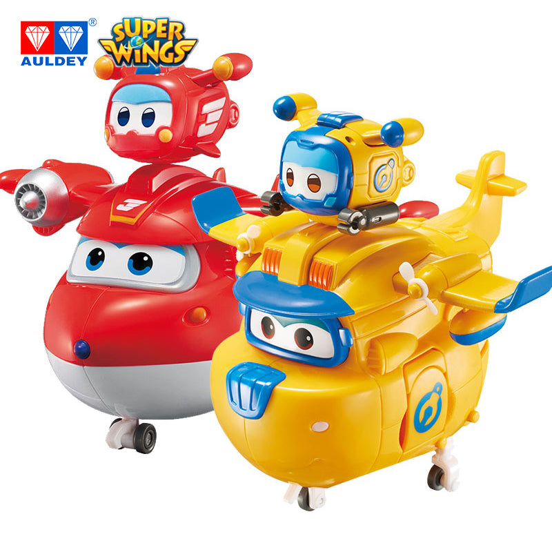 Super Wings Season 5 Supercharged Transforming Robot with Super Pets Playset,JETT/DONNIE/DIZZ/PAUL