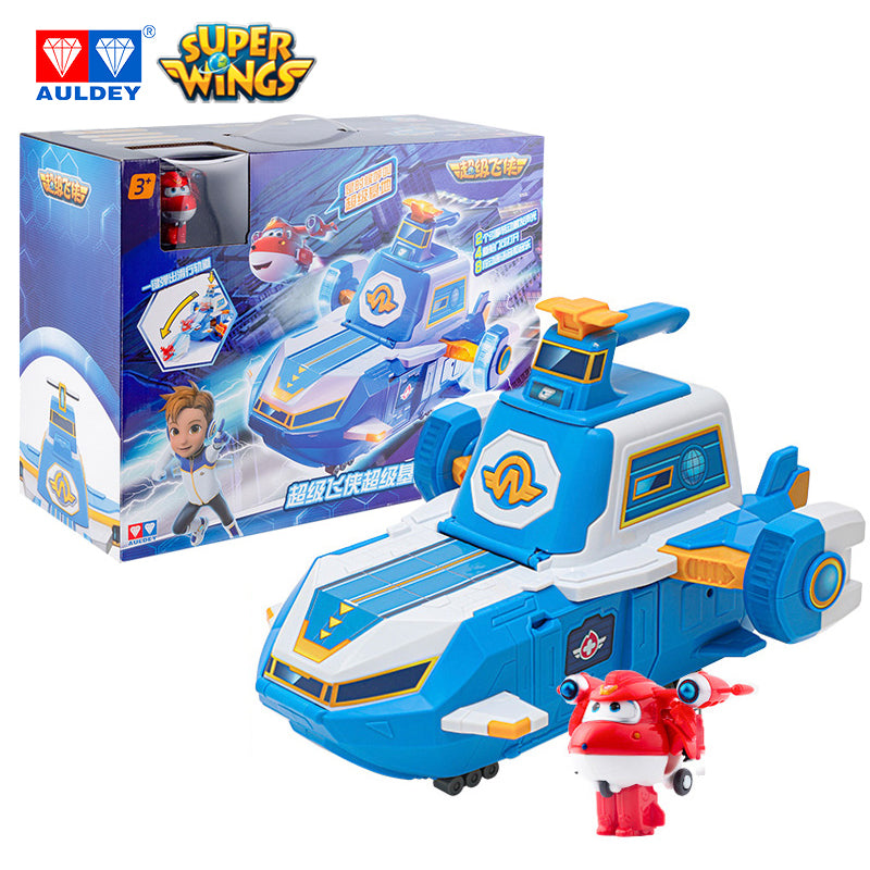 Super Wings Season 4 World Aircraft Playset with Sound Light, Mini JETT Included
