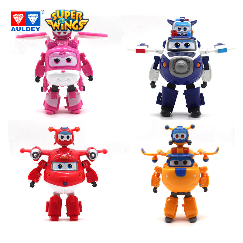 Super Wings Season 5 Supercharged Transforming Robot with Super Pets Playset,JETT/DONNIE/DIZZ/PAUL