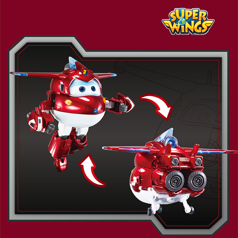 Super Wings Season 7 Deluxe Exclusive Transforming JETT with LED Action Figures