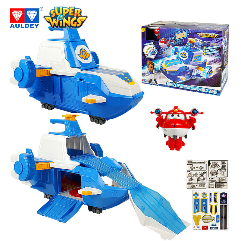 Super Wings Season 4 World Aircraft Playset with Sound Light, Mini JETT Included