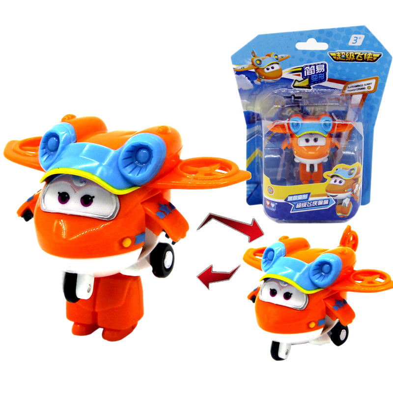Super Wings Season 5 Mini Robot Transforming Toy GOLDEN BOY/SUNNY/LEO Sunny - original product photo without promotional overlays