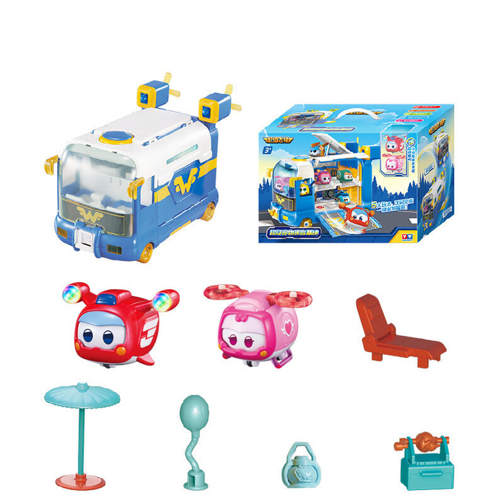 Super Wings Season 7 Super Pets Mini Base Playset with Sound Light, JETT/DIZZY Included