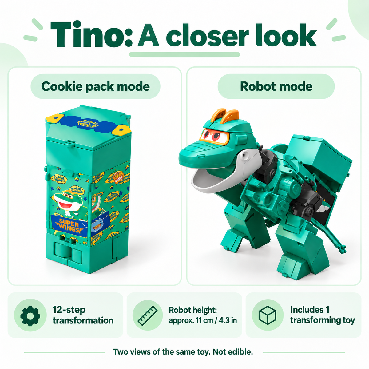 Super Wings Tino Dino Cookie Transforming Toy