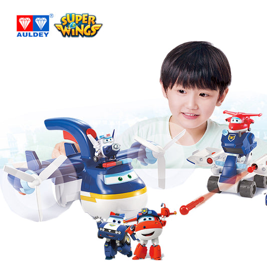Super Wings Season 3 Police Patrol BADGE Airplane Playset with Mini JETT