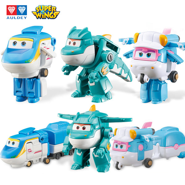  Super Wings - 5 Transforming Lime Airplane Toys