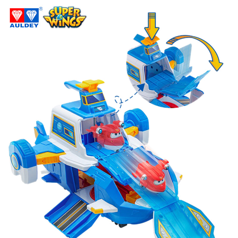 Super Wings Season 4 World Aircraft Playset with Sound Light, Mini JETT Included